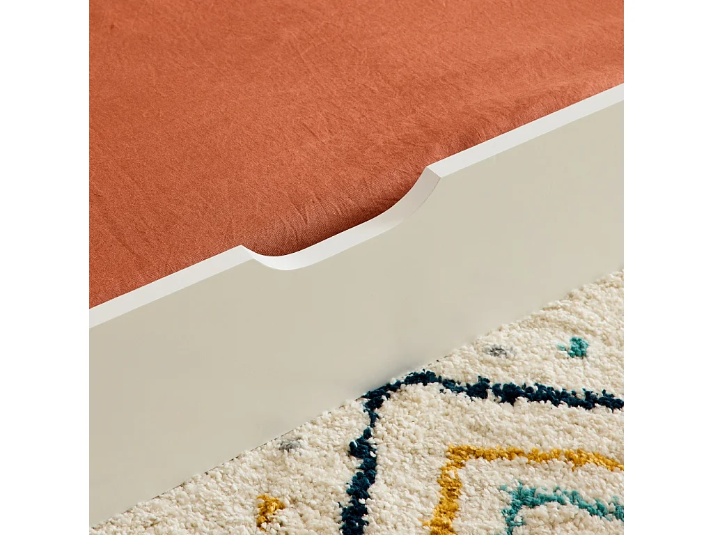 Cama nido infantil 190cm pino natural con somier de láminas y cajón