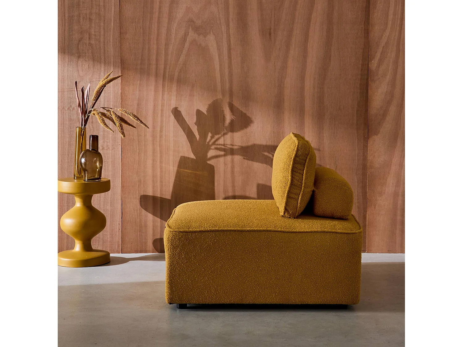 Módulo para sofá modular en tejido borreguito, 1 plaza mostaza