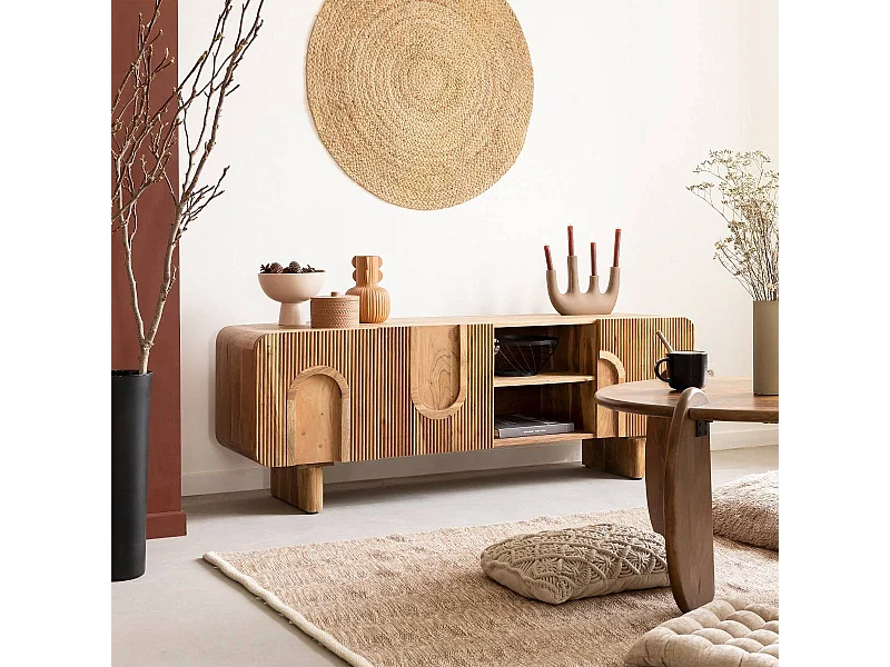 Meuble TV en bois d'acacia Tilio