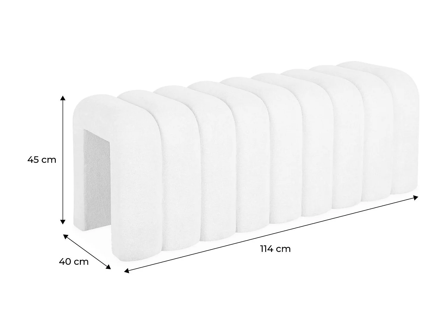 Banc. bout de lit blanc contemporain en tissu orange