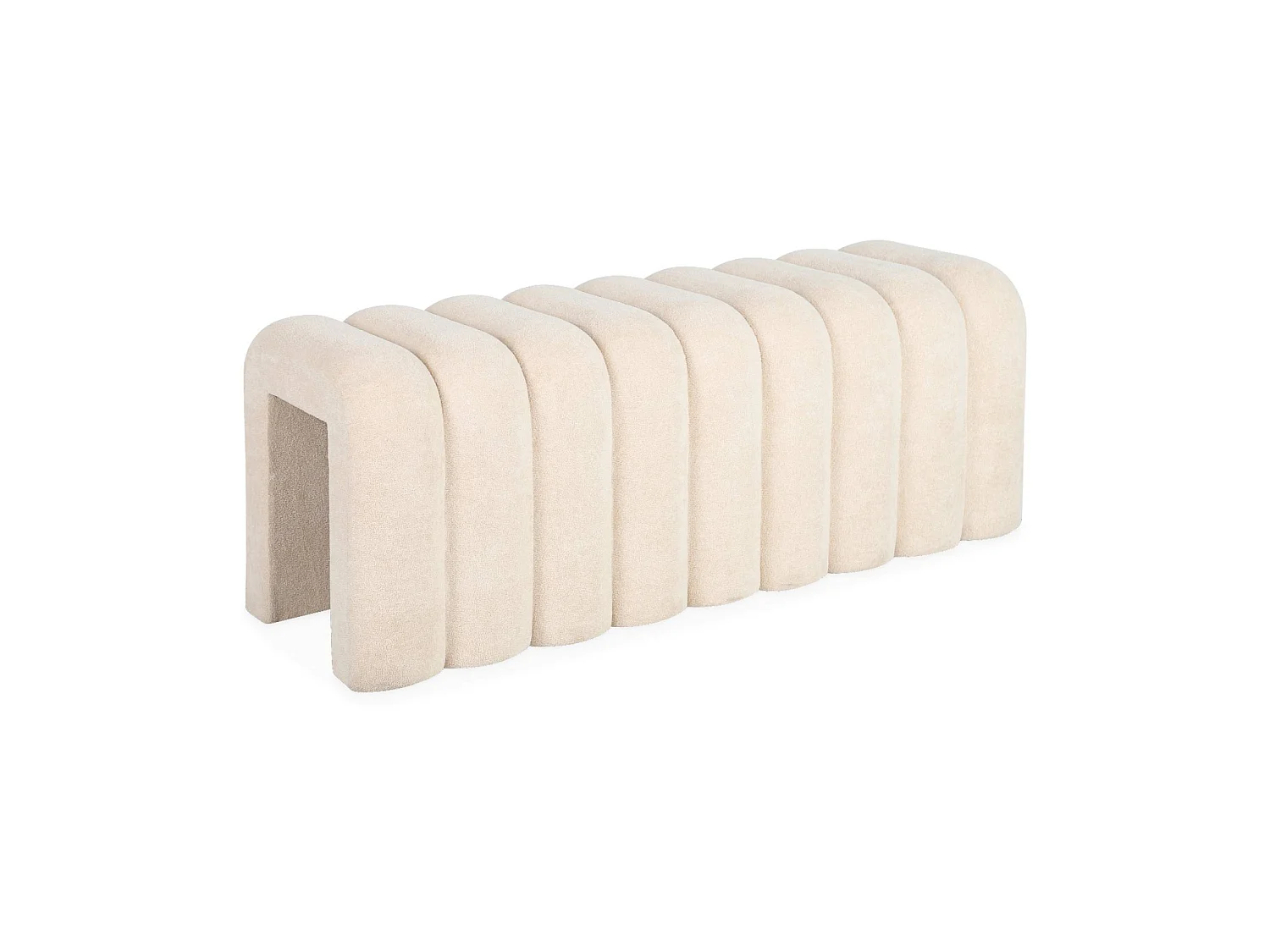 Panca, fine letto contemporaneo tessuto, beige