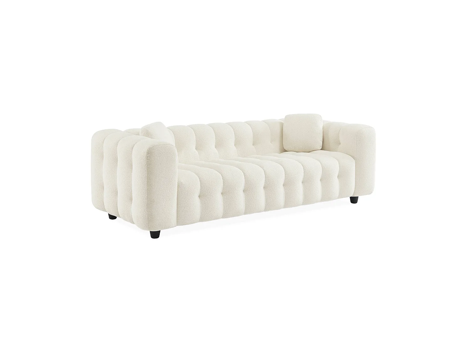 Divano in tessuto bouclé, 3 posti, crema