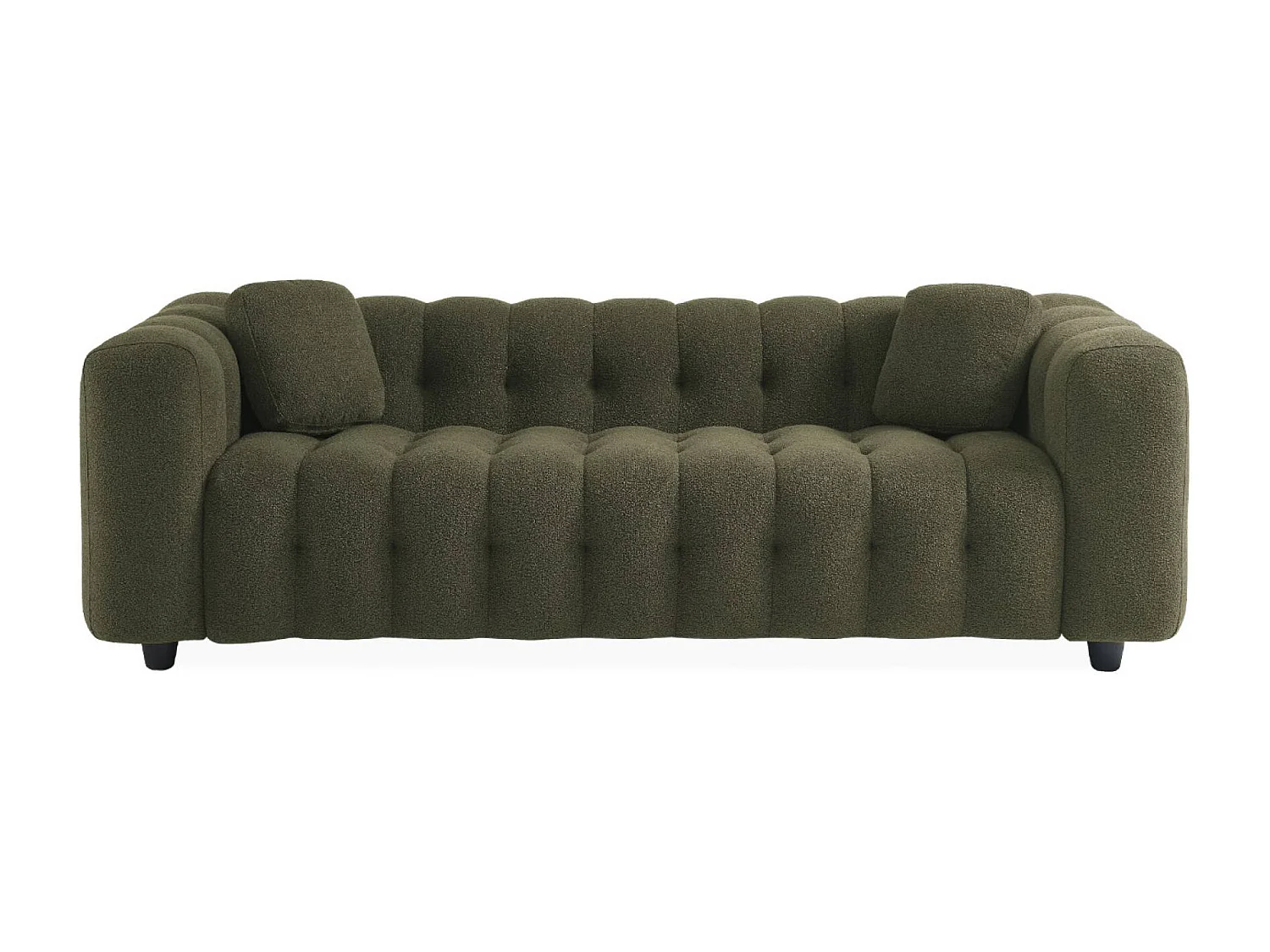 Sofá de 3 plazas, tapizado en tela borreguito texturizada kaki oscuro