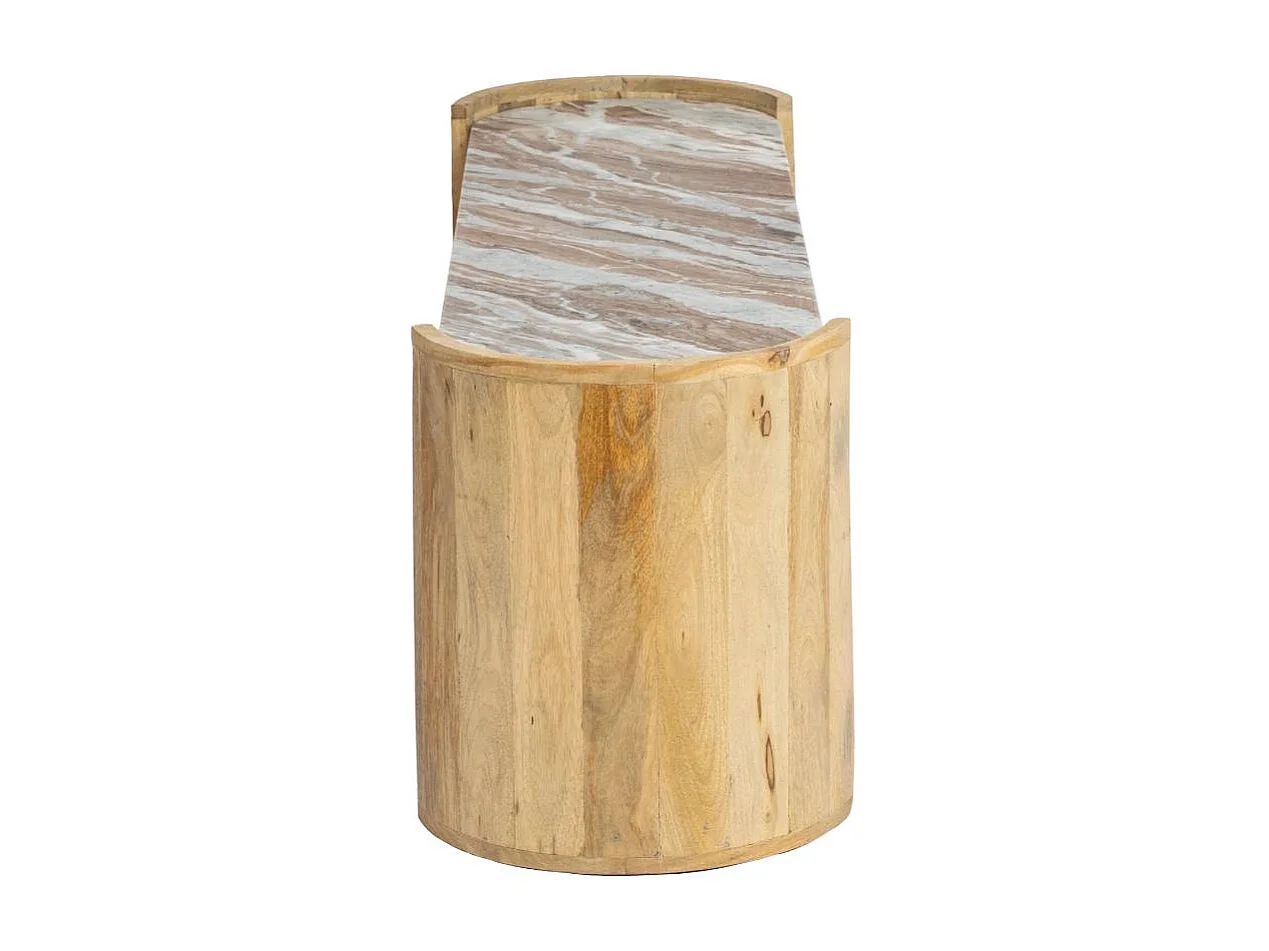 Table basse ovale en bois de manguier et marbre Isabella