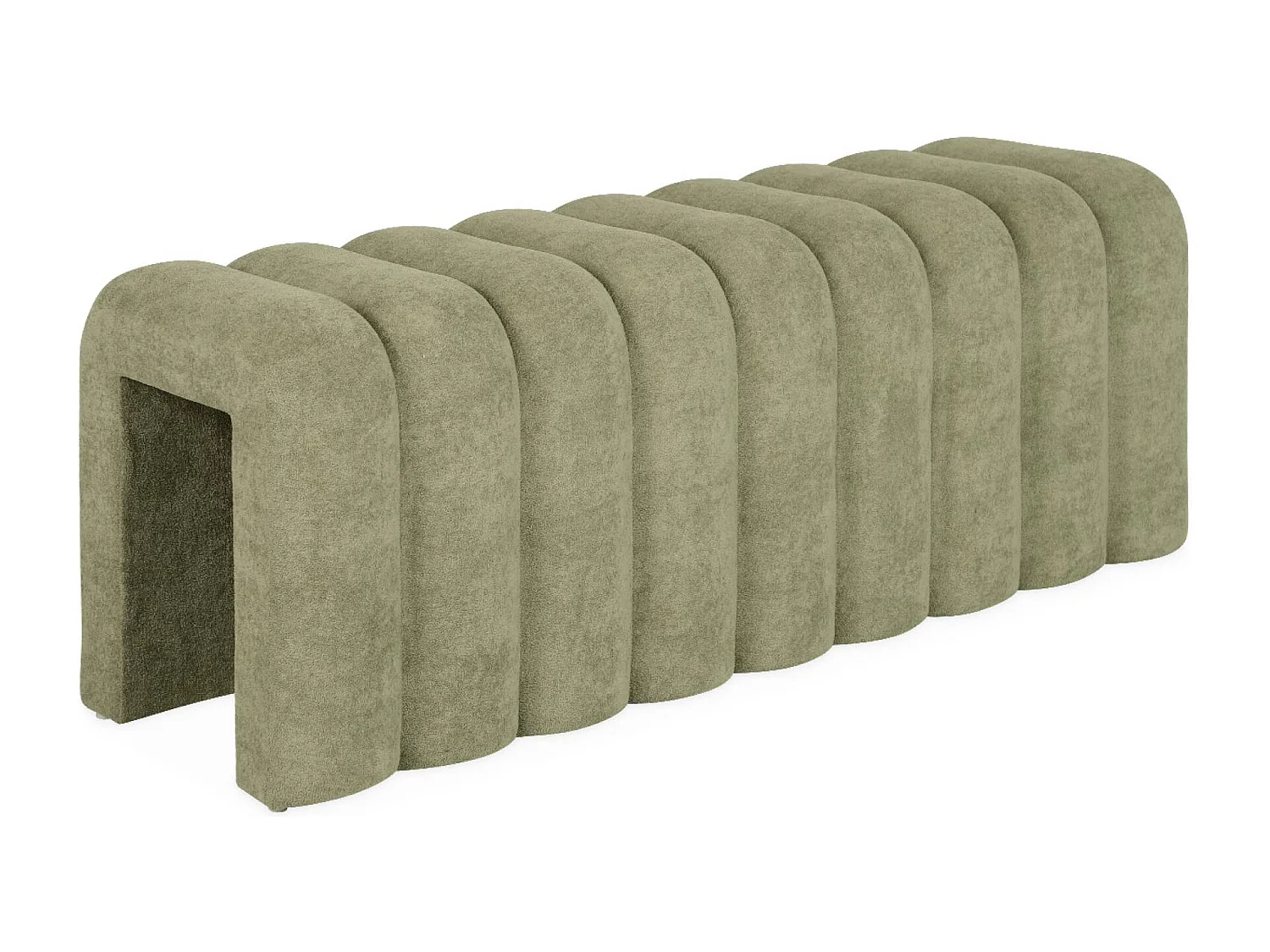 Banc. bout de lit vert contemporain en tissu