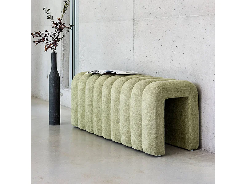Banc. bout de lit vert contemporain en tissu