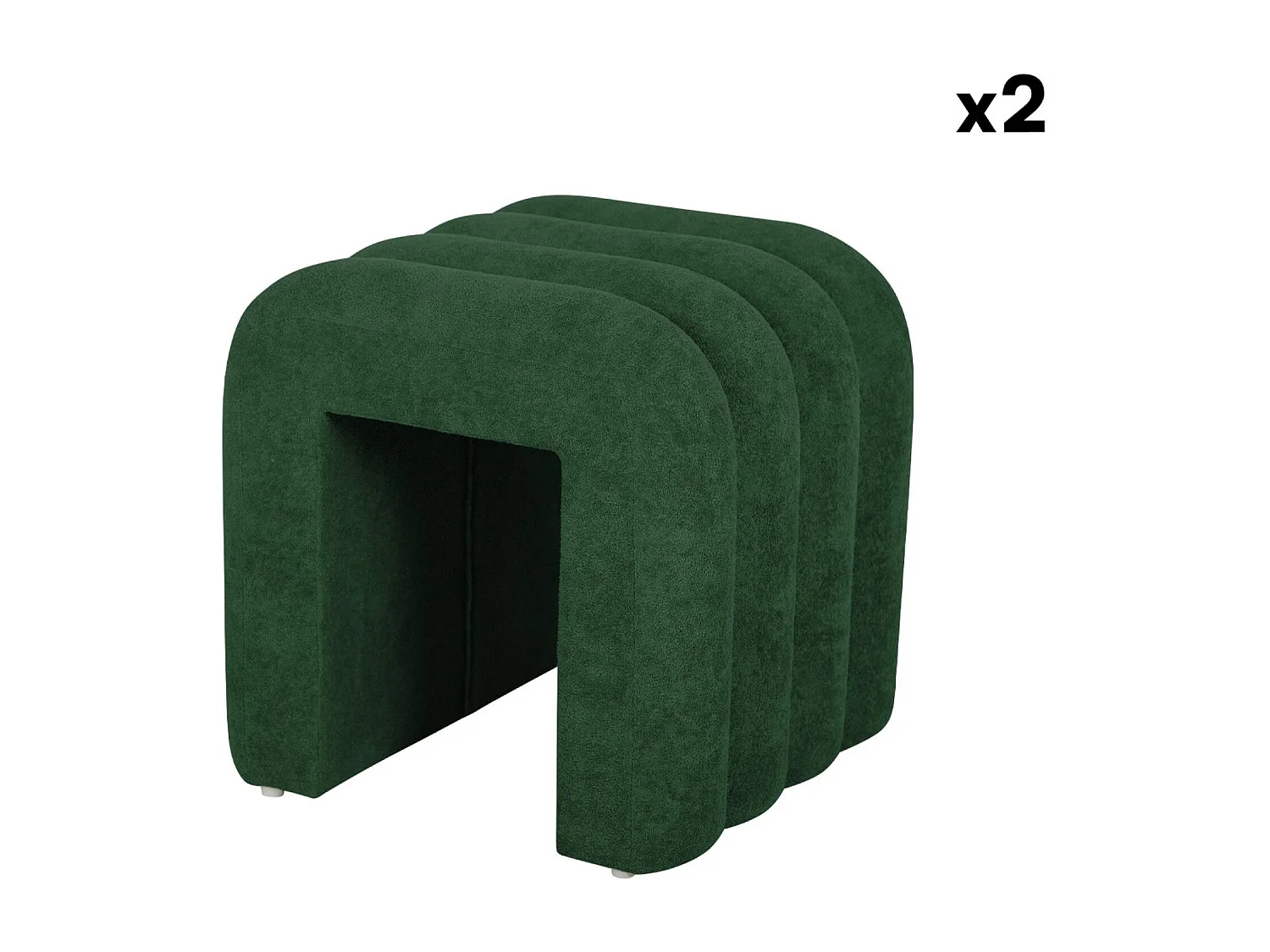 Set de 2 poufs contemporains en tissu vert foncé