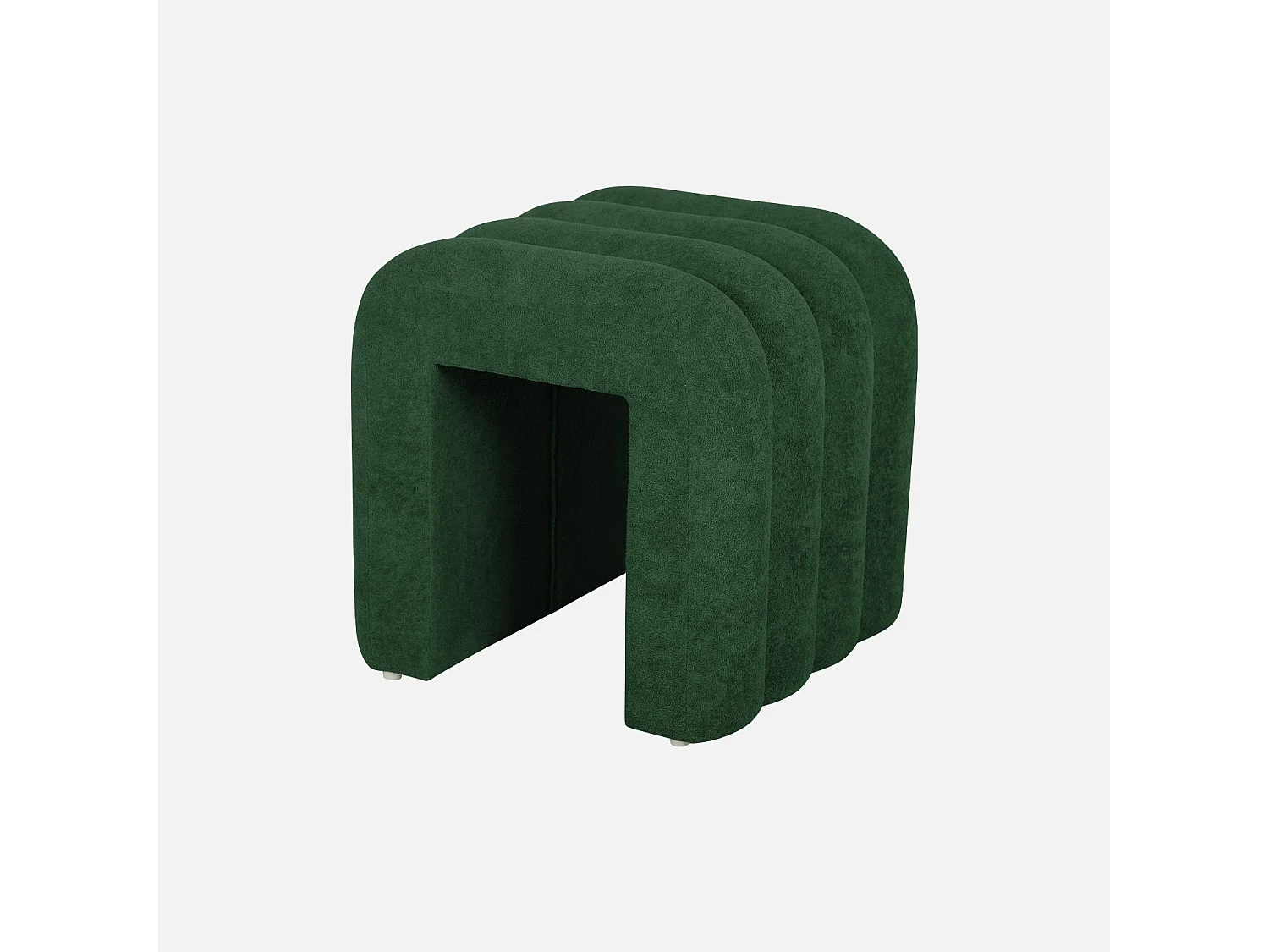 Set de 2 poufs contemporains en tissu vert foncé