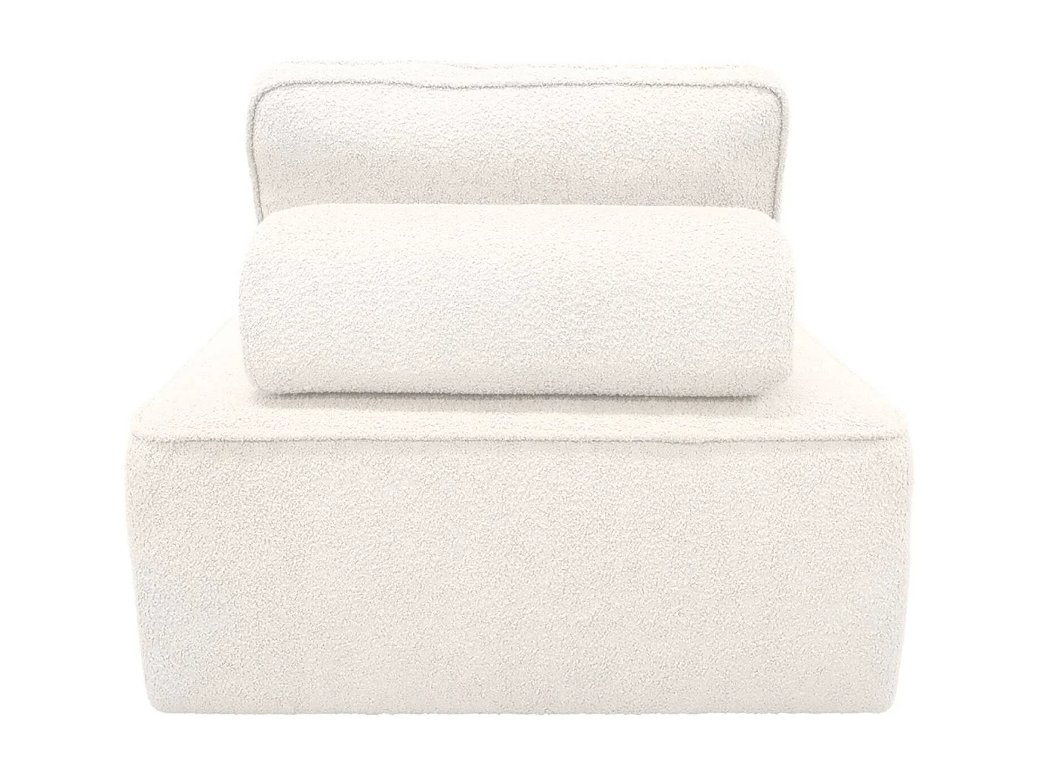 Chauffeuse pour canapé modulable tissu bouclette crème 1 place Bao. L 90 x P 90 x H 74cm