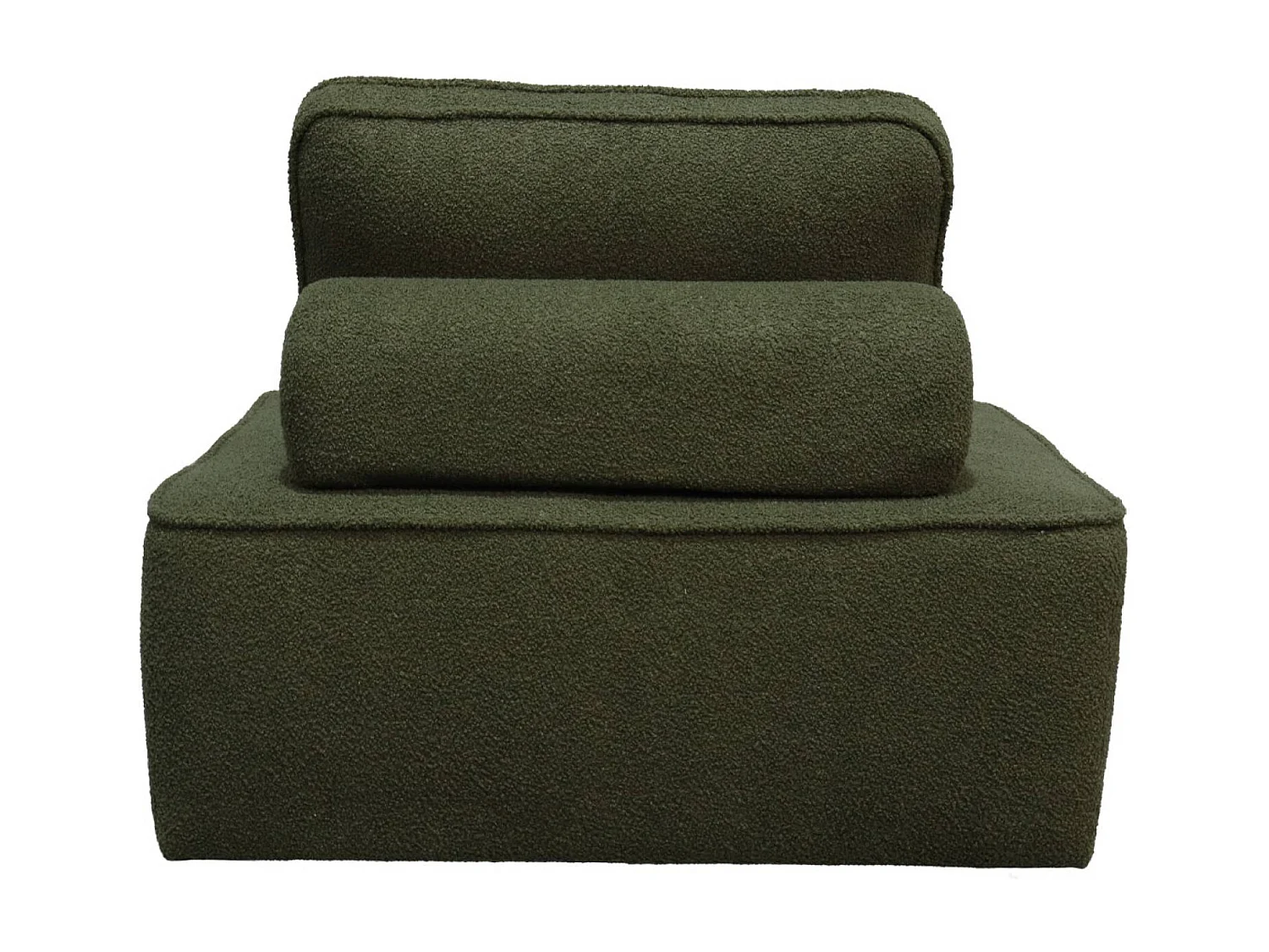 Modulo per divano modulare in tessuto bouclé, 1 posto, verde kaki