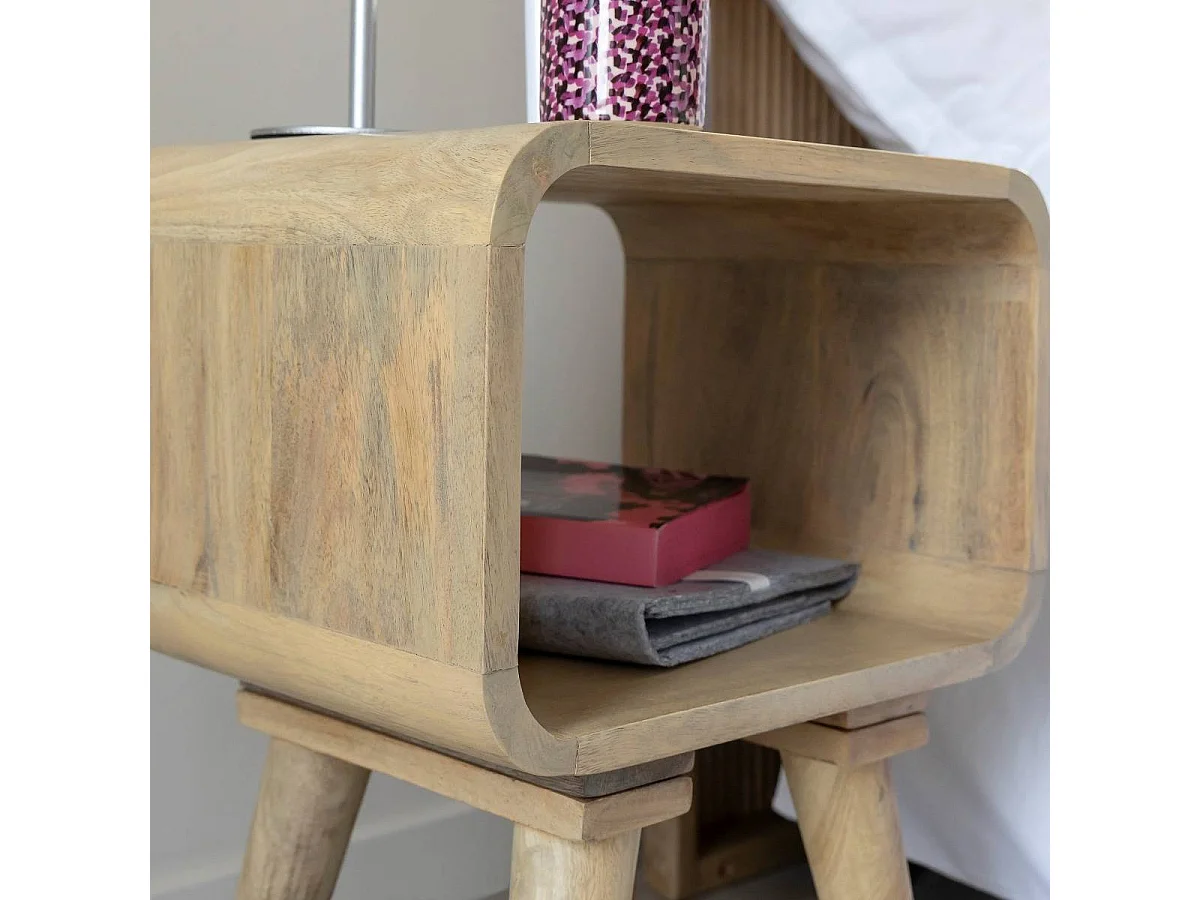 Table de chevet avec niche en bois de manguier Maëva