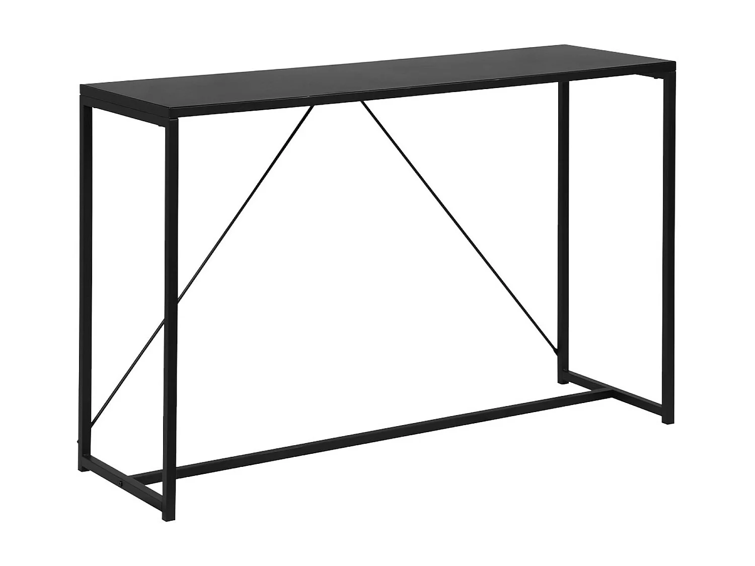 Console en métal noir 120 x 39 x 79cm - Industrielle - 1 barre de renfort