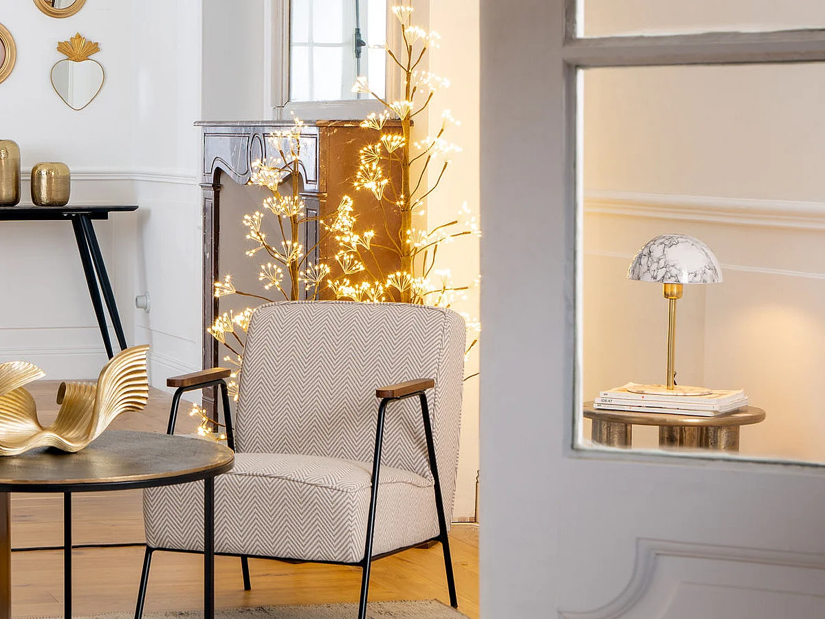 Lampe Basile blanc marbré