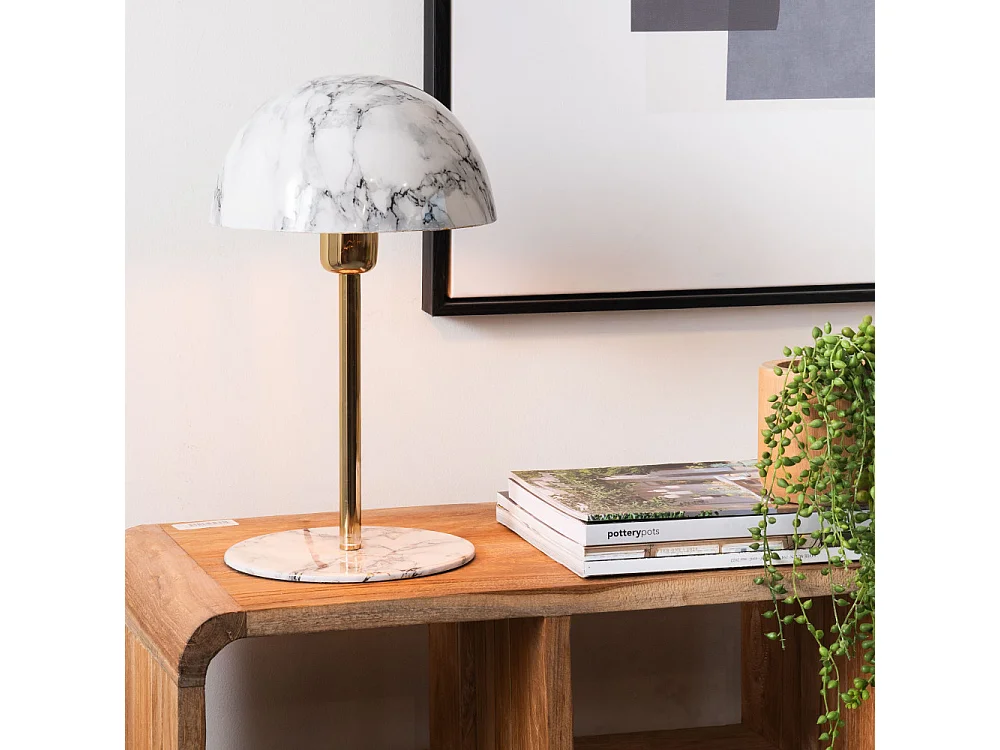 Lampe Basile blanc marbré