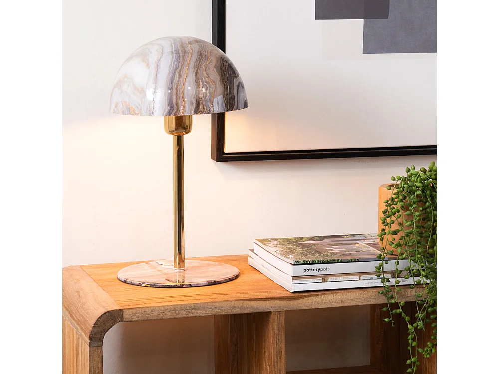Lampe Basile marron marbré 36 cm