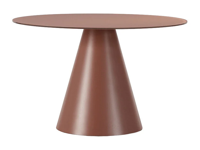Celeste - Table à manger 4 personnes ronde en verre trempé et métal ø120cm - Marron glacé