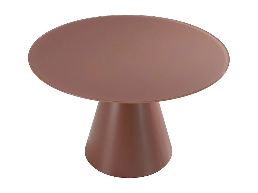 Celeste - Table à manger 4 personnes ronde en verre trempé et métal ø120cm - Marron glacé