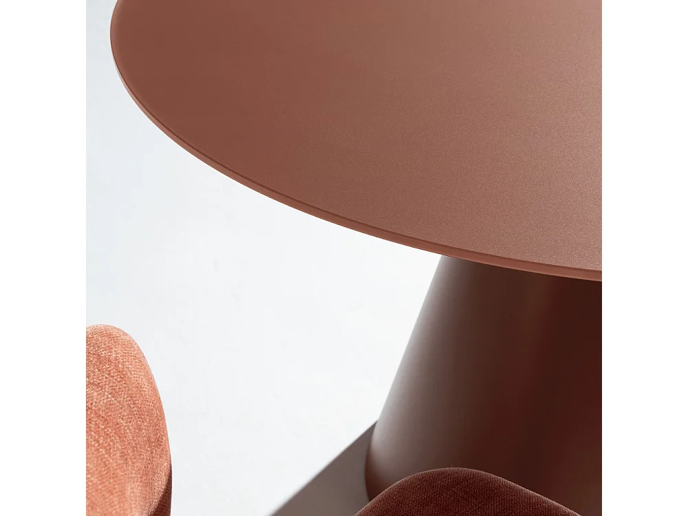 Celeste - Table à manger 4 personnes ronde en verre trempé et métal ø120cm - Marron glacé