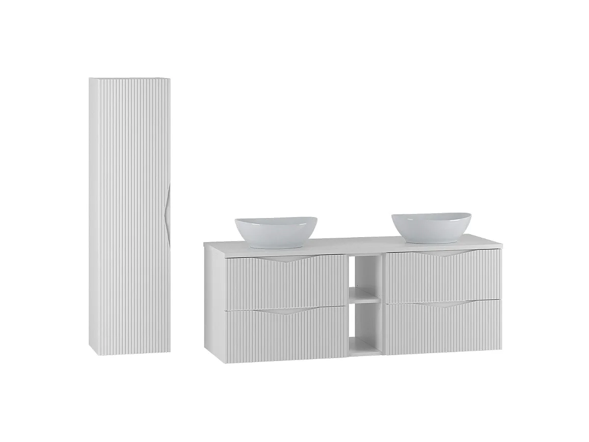 Set di mobili da bagno doppio lavabo Tao bianco 140cm