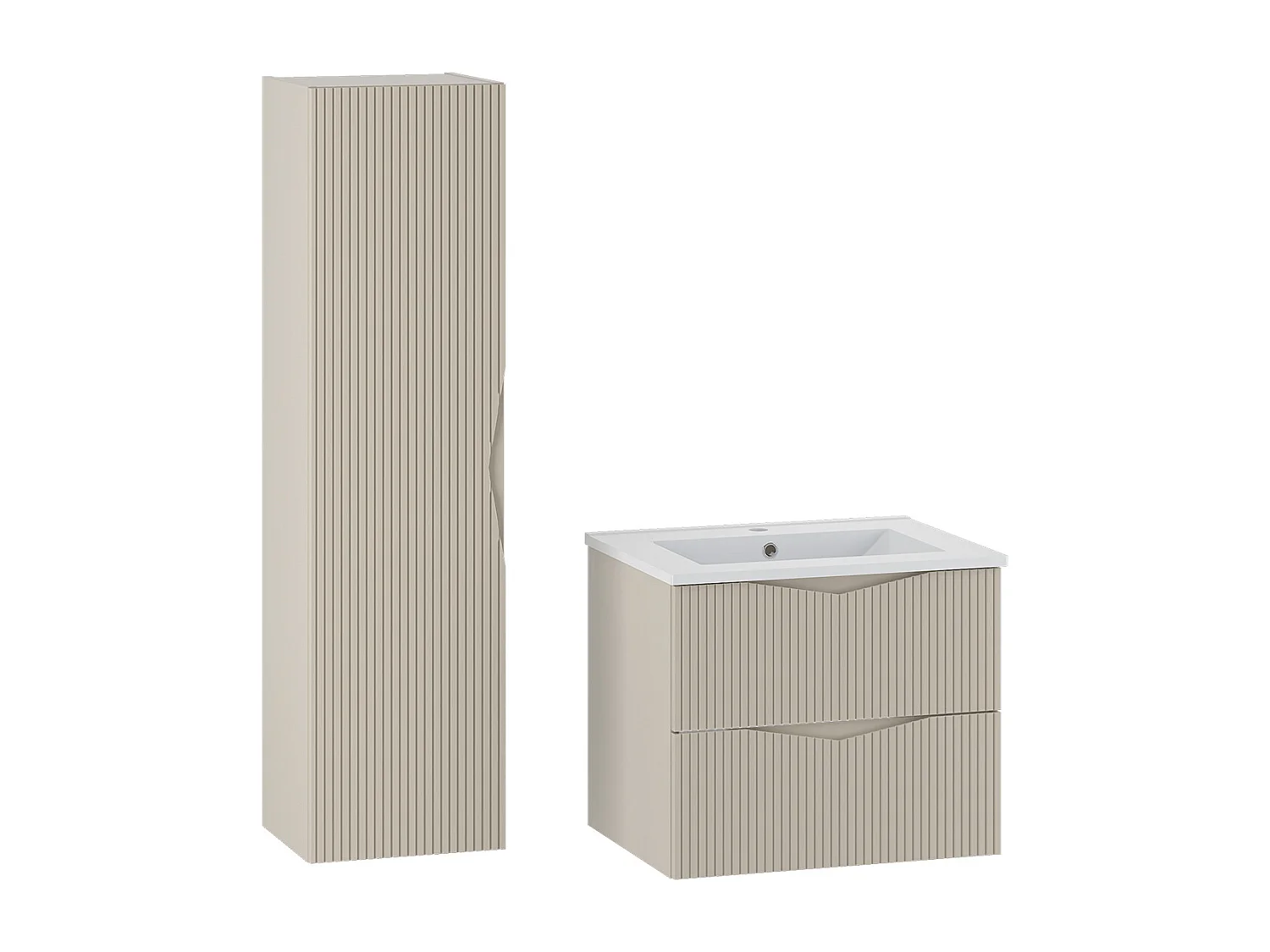 Ensemble meuble simple vasque encastrée 60cm et colonne Tao Cachemire