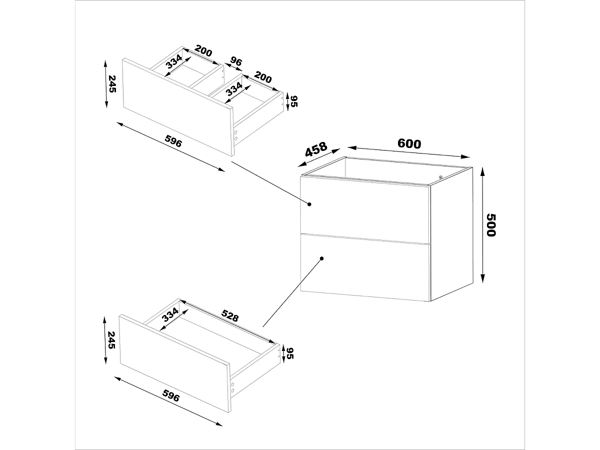 Ensemble meuble simple vasque encastrée 60cm et colonne Tao Cachemire