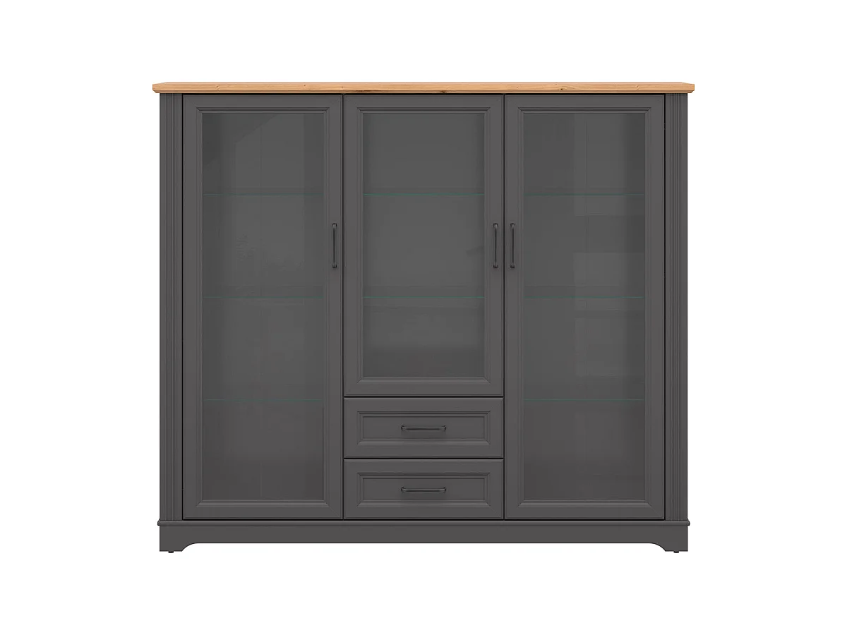 Vaisselier bas 3 portes 2 tiroirs Charlie Gris Anthracite