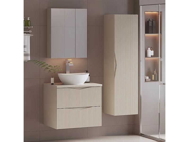 Ensemble meuble simple vasque 60cm et colonne Tao Cachemire