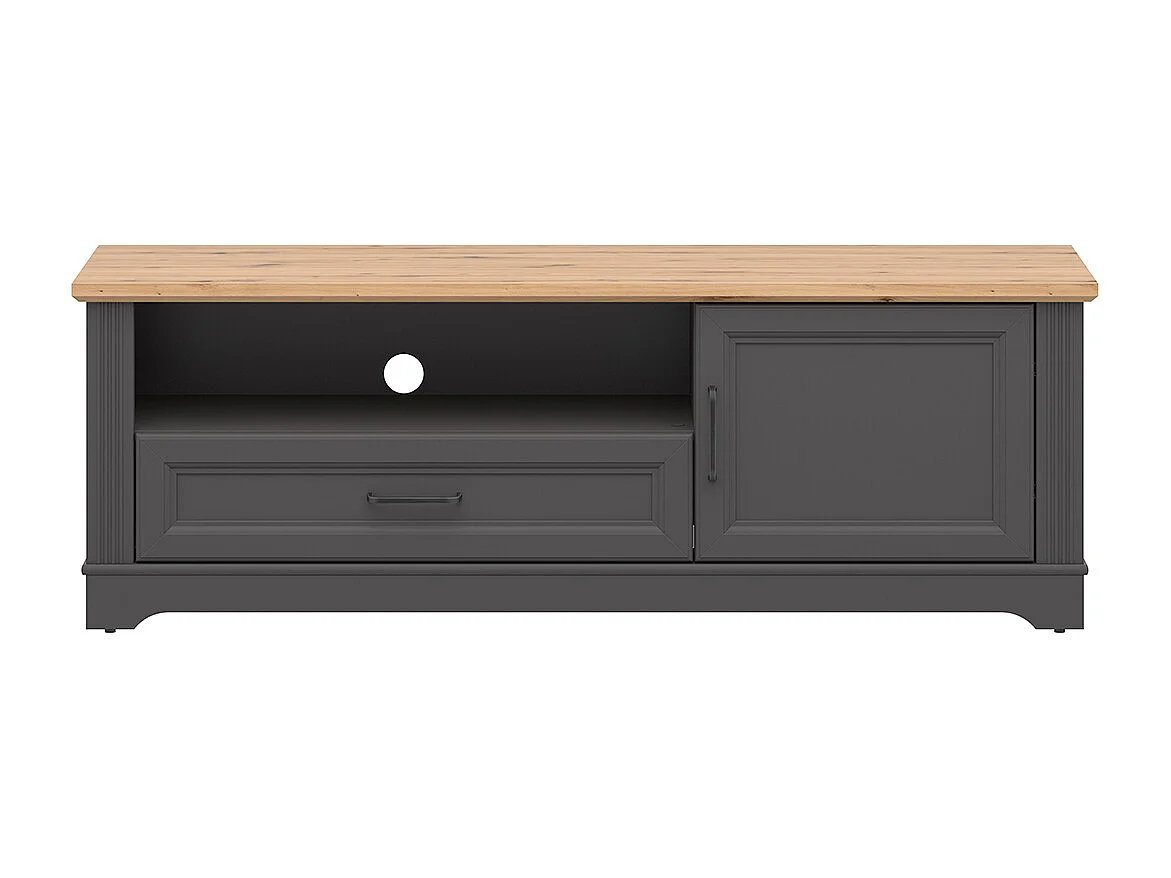 Meuble TV 1 porte 1 tiroir 150 cm Charlie Gris Anthracite