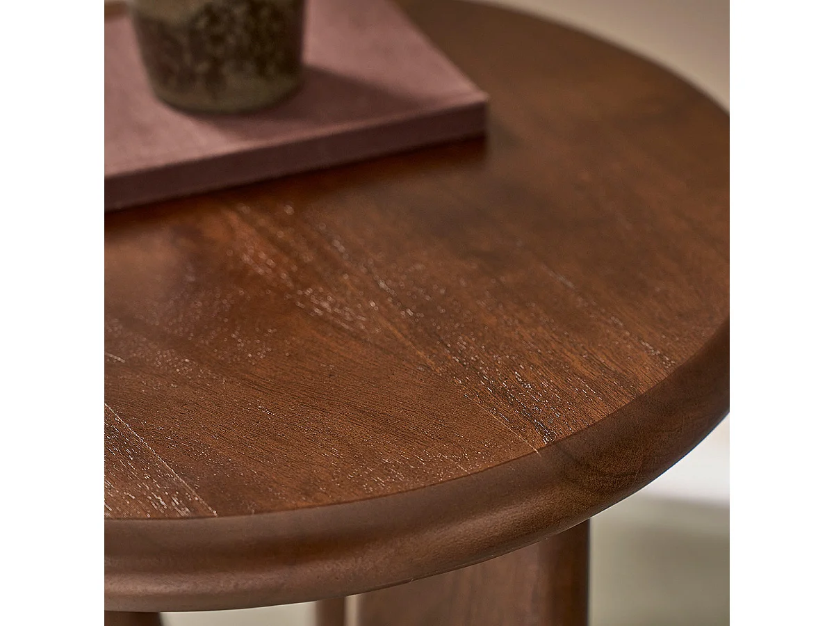 Tavolino d'appoggio rotondo in legno di acacia