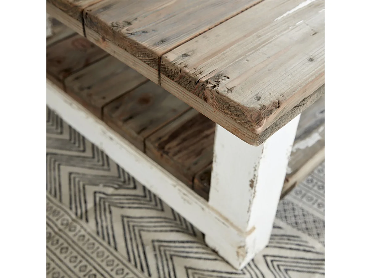 Table basse en pin recyclé massif