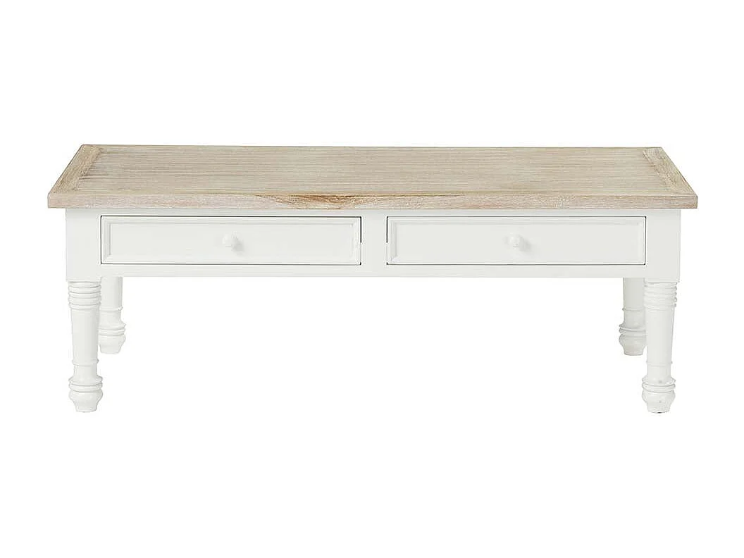 Table basse en bois d'acajou et teck 2 tiroirs