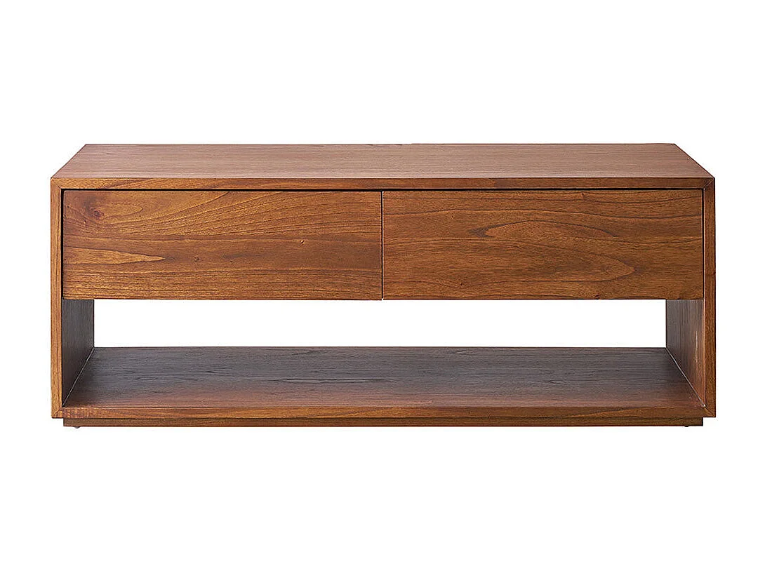 Tavolino in legno massello di mindi con finitura in noce