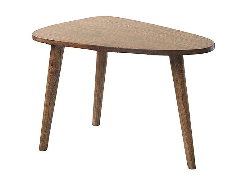 Mesa de centro de madera de mindi maciza con acabado nogal 62 cm