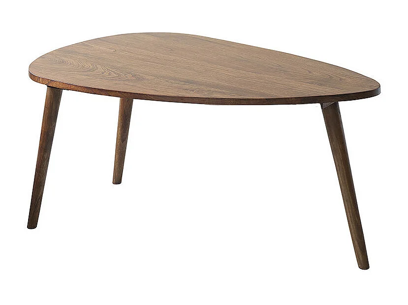 Mesa de centro de madera de mindi maciza con acabado nogal