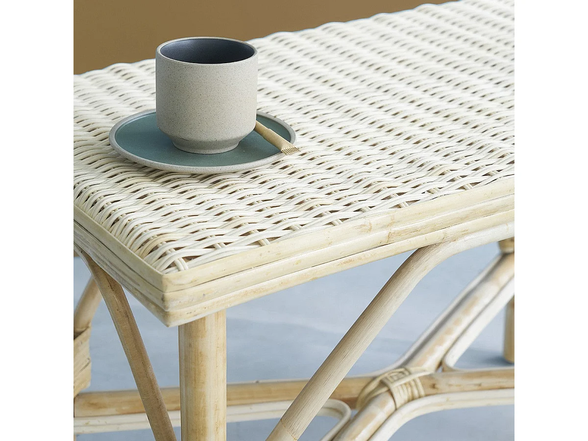 Table basse rectangulaire en rotin naturel