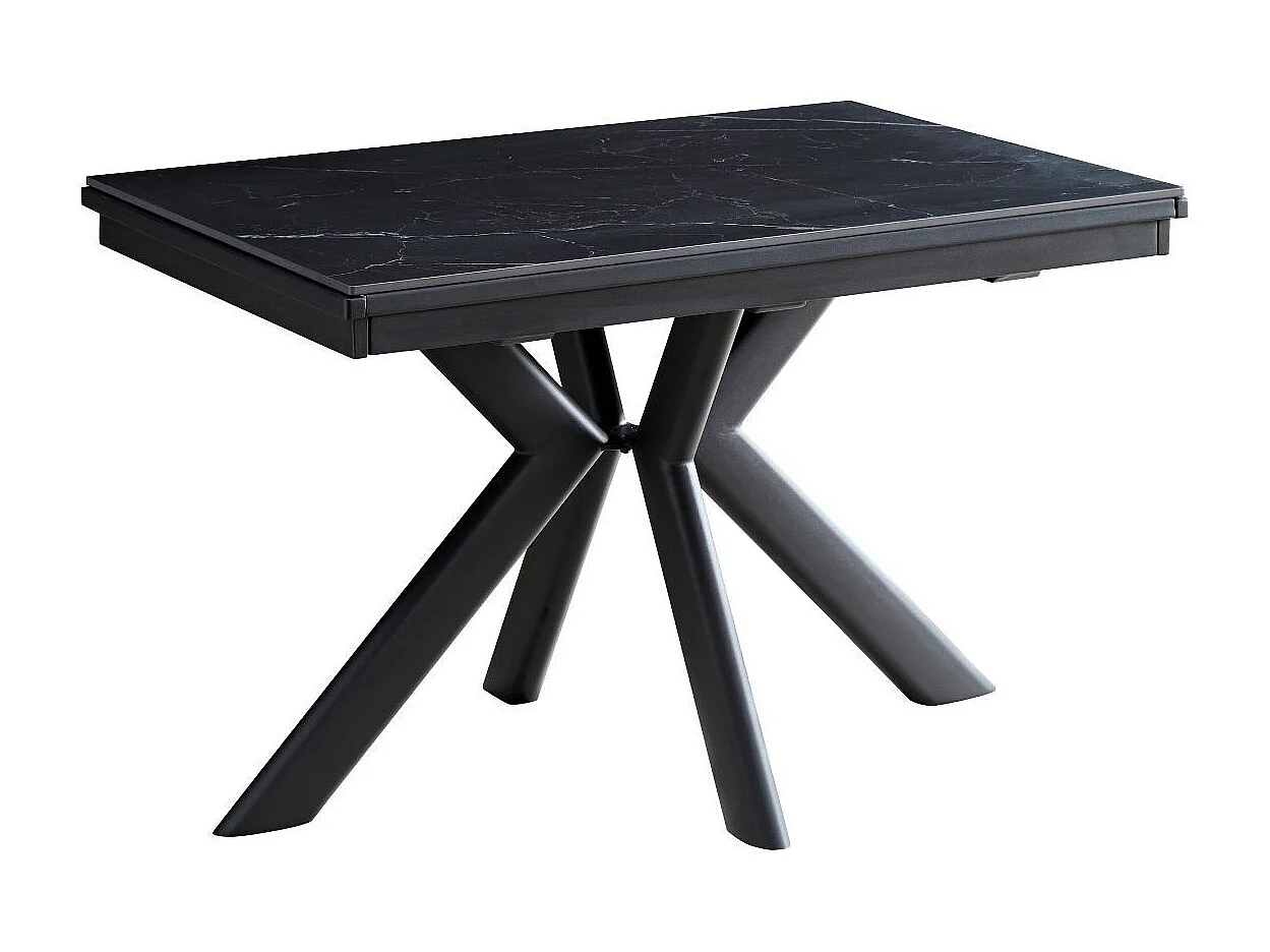 Table repas 120x80cm allongeable plateau céramique finition marbre pied étoile anthracite - XENON