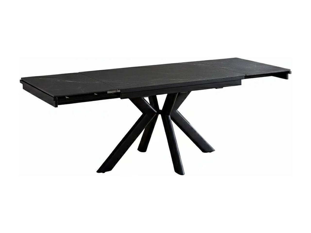Table repas 120x80cm allongeable plateau céramique finition marbre pied étoile anthracite - XENON