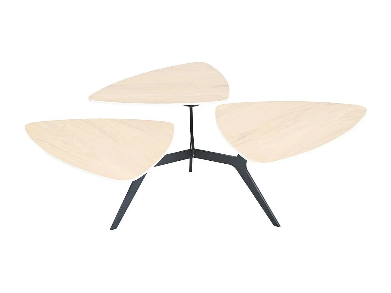 Table basse avec 3 plateaux pivotants en céramique finition chêne - NEXUS
