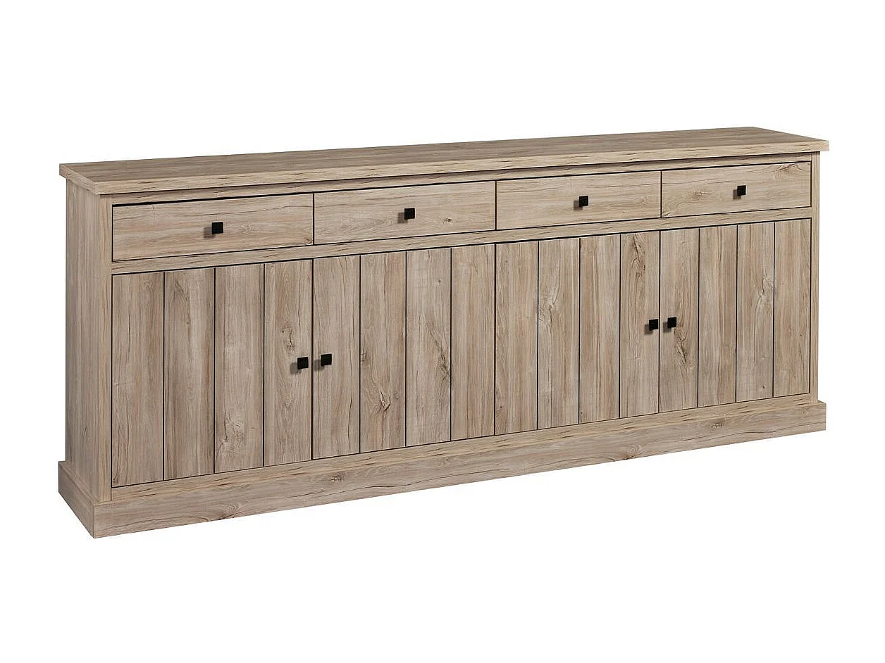 Buffet 4 portes et 4 tiroirs aspect bois finition Beach Oak - ROLYA