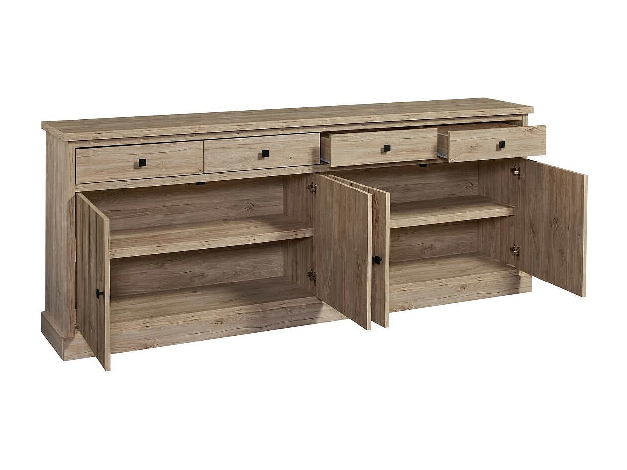Buffet 4 portes et 4 tiroirs aspect bois finition Beach Oak - ROLYA
