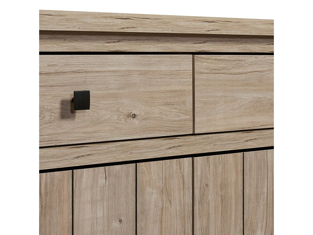 Buffet 4 portes et 4 tiroirs aspect bois finition Beach Oak - ROLYA