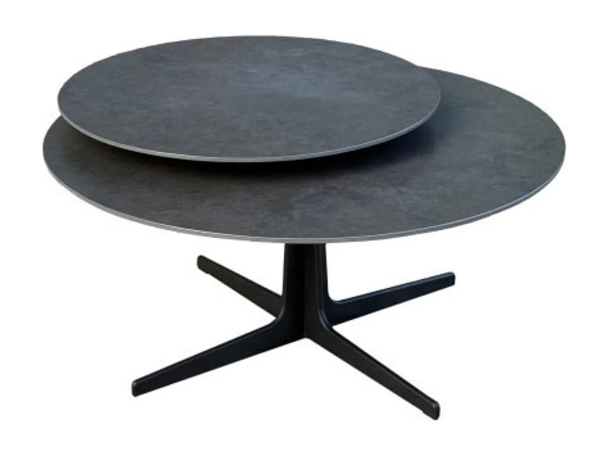 Table basse ronde avec plateau supérieur pivotant en céramique finition acier marron - SATELLIT