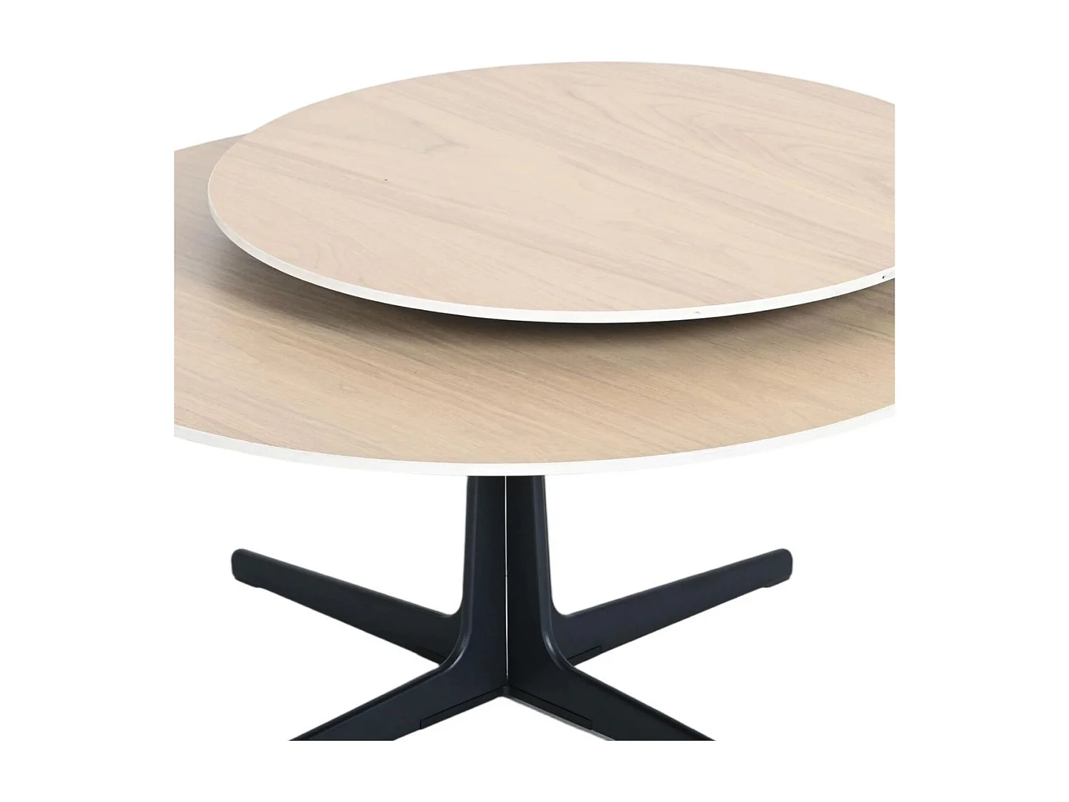 Table basse ronde avec plateau supérieur pivotant en céramique finition chêne - SATELLIT