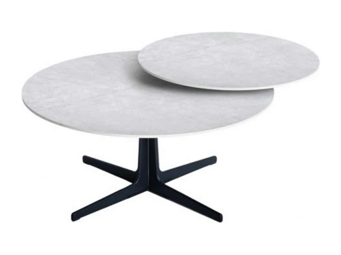 Table basse ronde avec plateau supérieur pivotant en céramique finition gris ardoise - SATELLIT