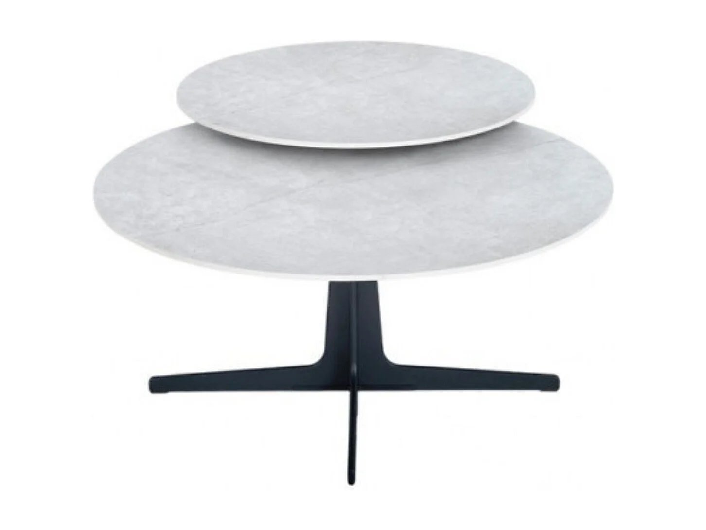 Table basse ronde avec plateau supérieur pivotant en céramique finition gris ardoise - SATELLIT