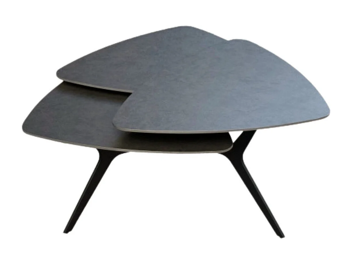 Table basse avec 3 plateaux pivotants en céramique finition acier marron - NEXUS