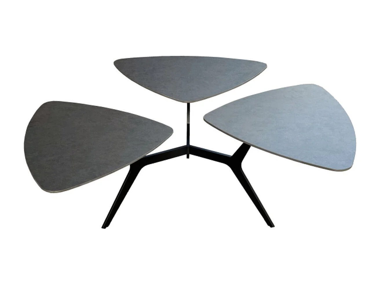 Table basse avec 3 plateaux pivotants en céramique finition acier marron - NEXUS