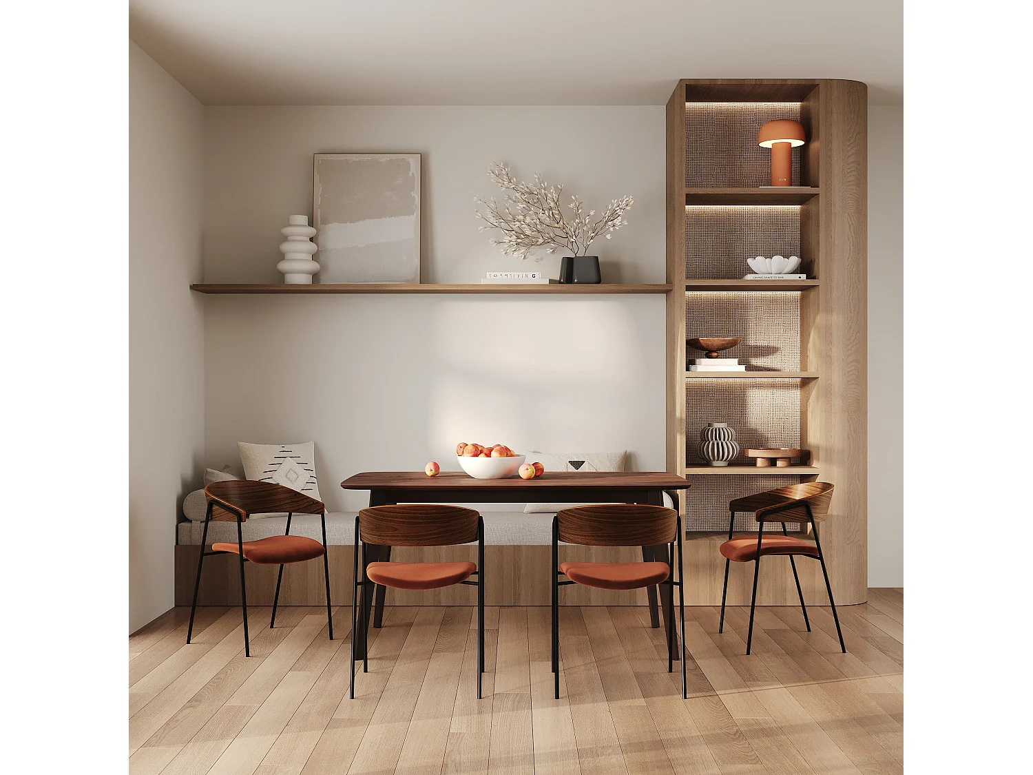 Lot de 2 chaises en velours terracotta et bois de noyer - Esmée