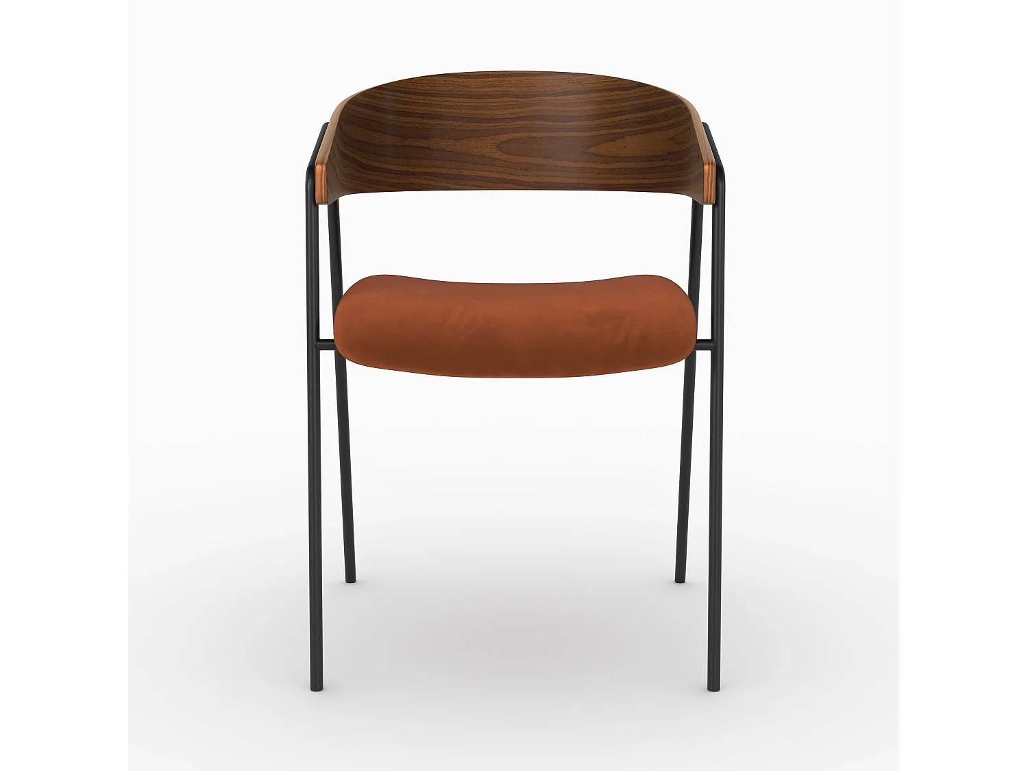 Lot de 2 chaises en velours terracotta et bois de noyer - Esmée