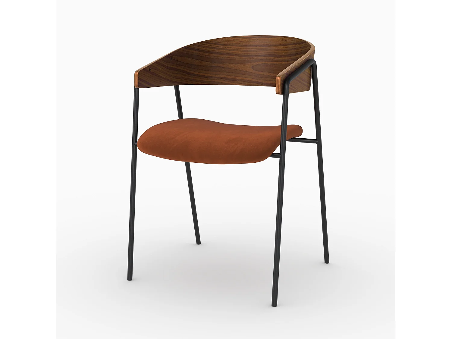 Lot de 2 chaises en velours terracotta et bois de noyer - Esmée